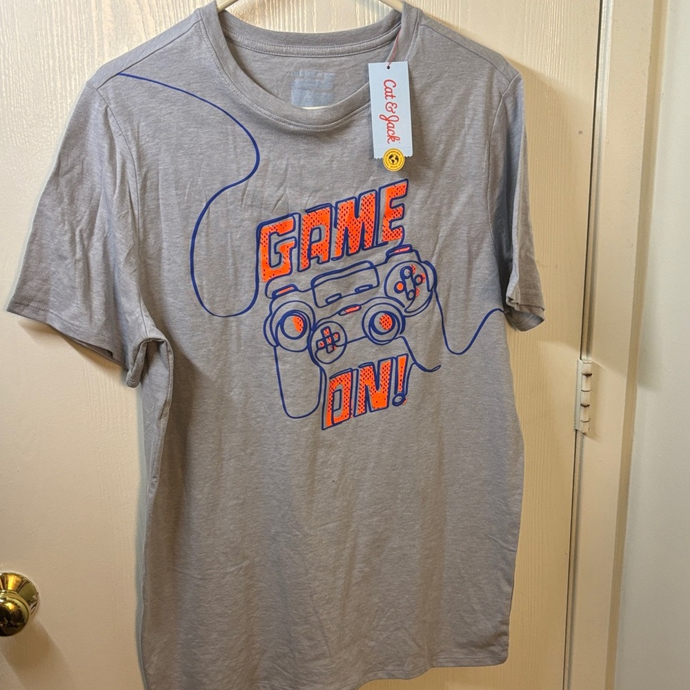 Cat & Jack Gray Tee with Blue and Orange Graphic